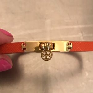 Tory Burch Orange Saffiano Leather Bracelet